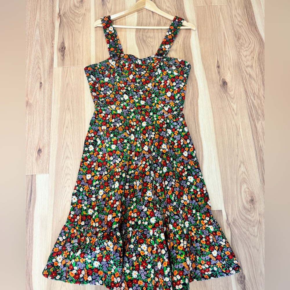 1970s Sears JR Bazaar Corduroy Floral Dress